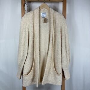 Vintage 90's Sideffects Oatmeal Boucle Pockets Cardigan Sweater #1268 Size MED